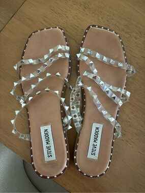 Steve Madden Clear Studded Strappy Sandals